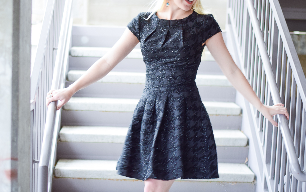 jacquard fit & flare dress