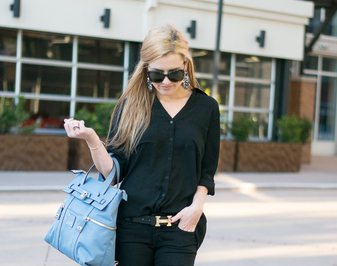 Black outfit henri bendel backpack jetsetter blue