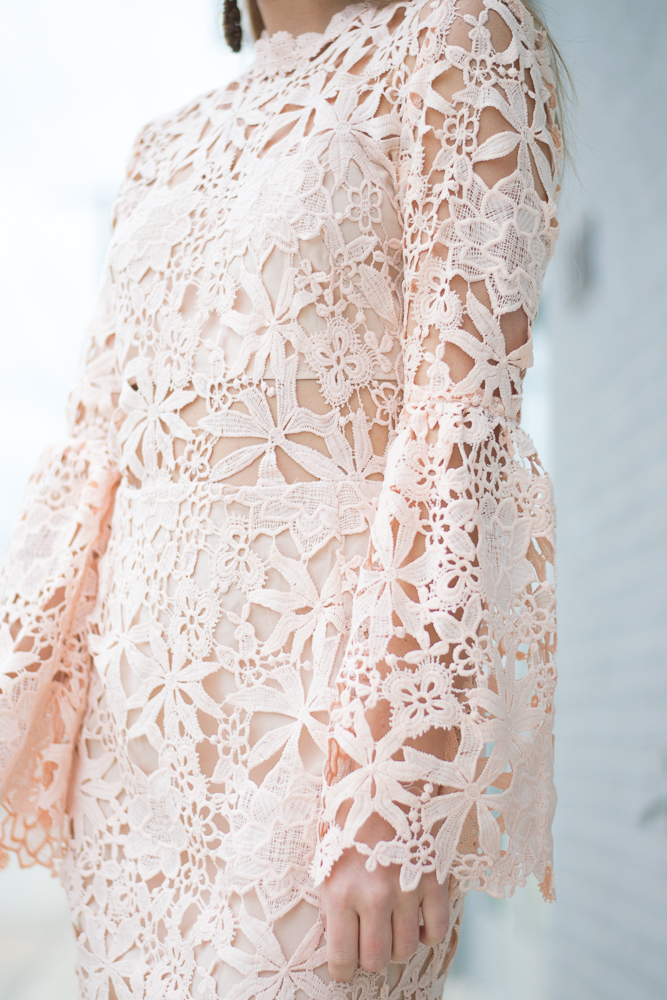 blush long sleeve dress