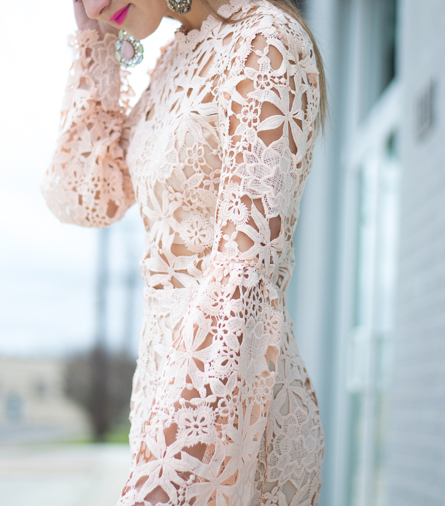 blush lace dress