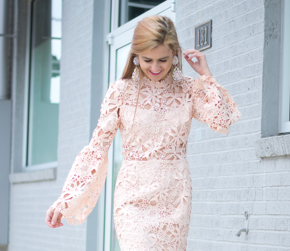 bell sleeve lace dress