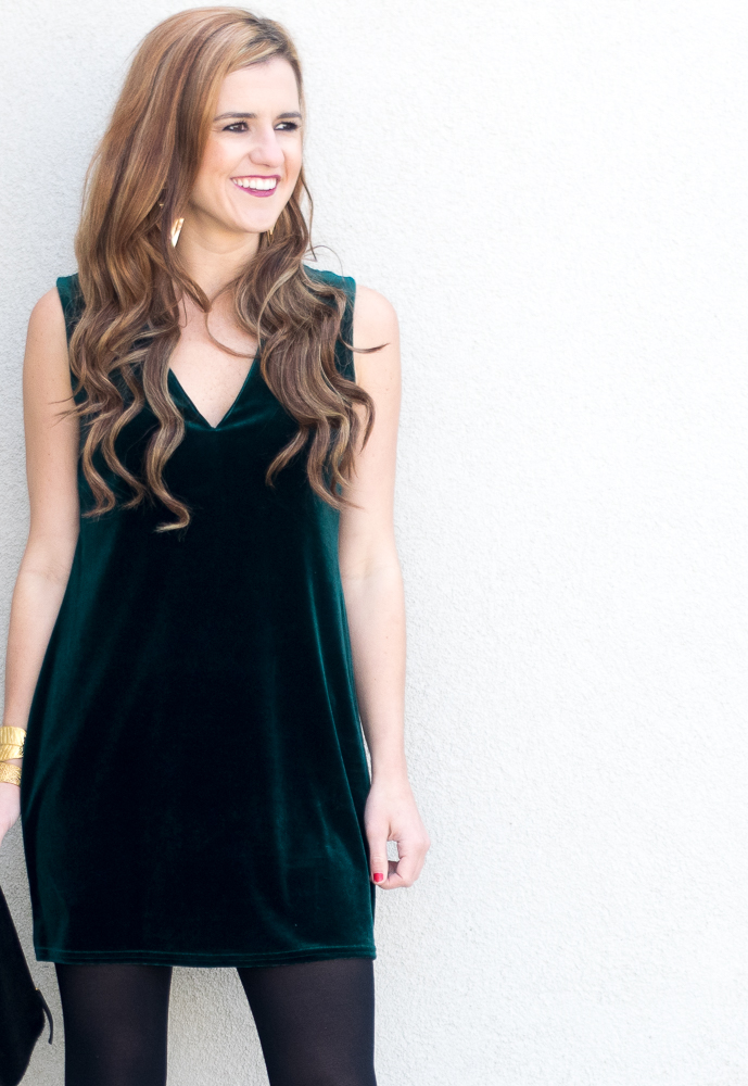 green velvet mini dress