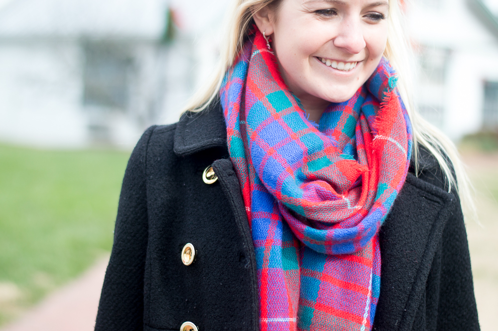 preppy pea coat and blanket scarf-10