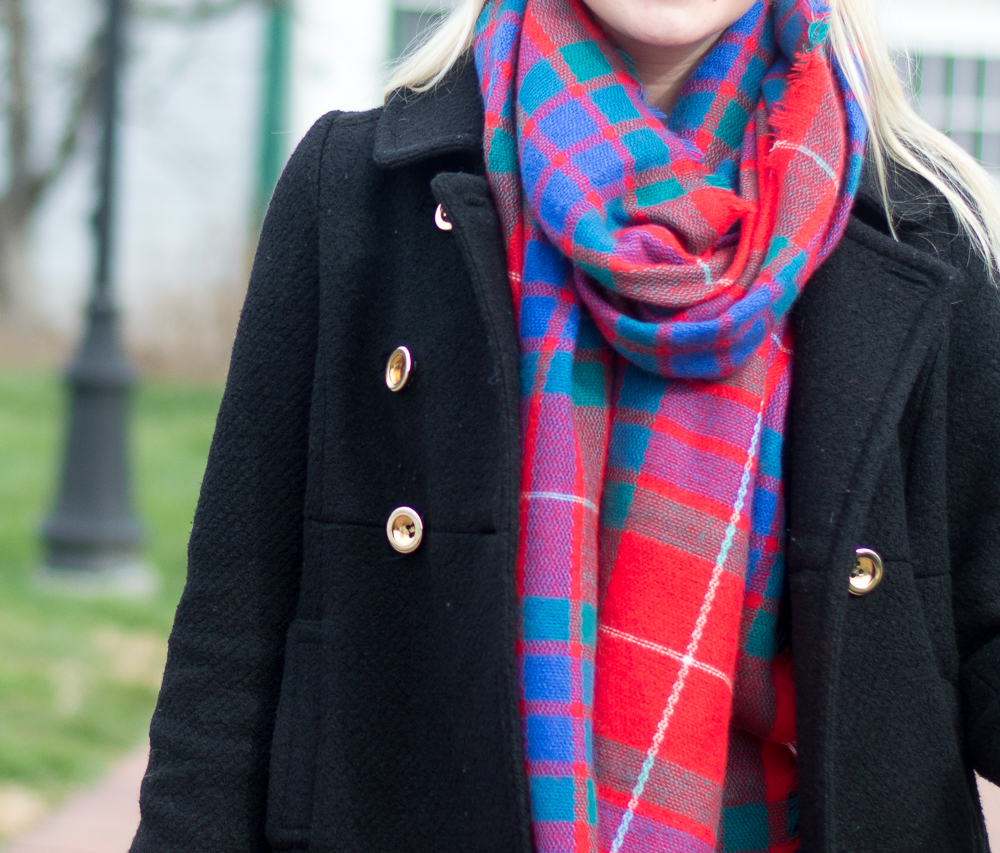 red plaid preppy blanket scarf