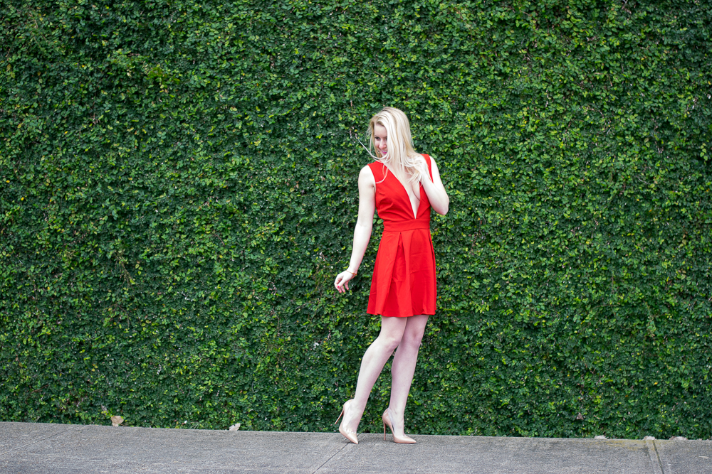 red flared dress