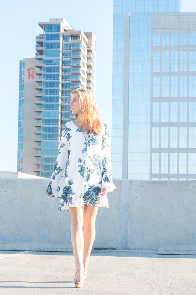 flared sleeve mini dress