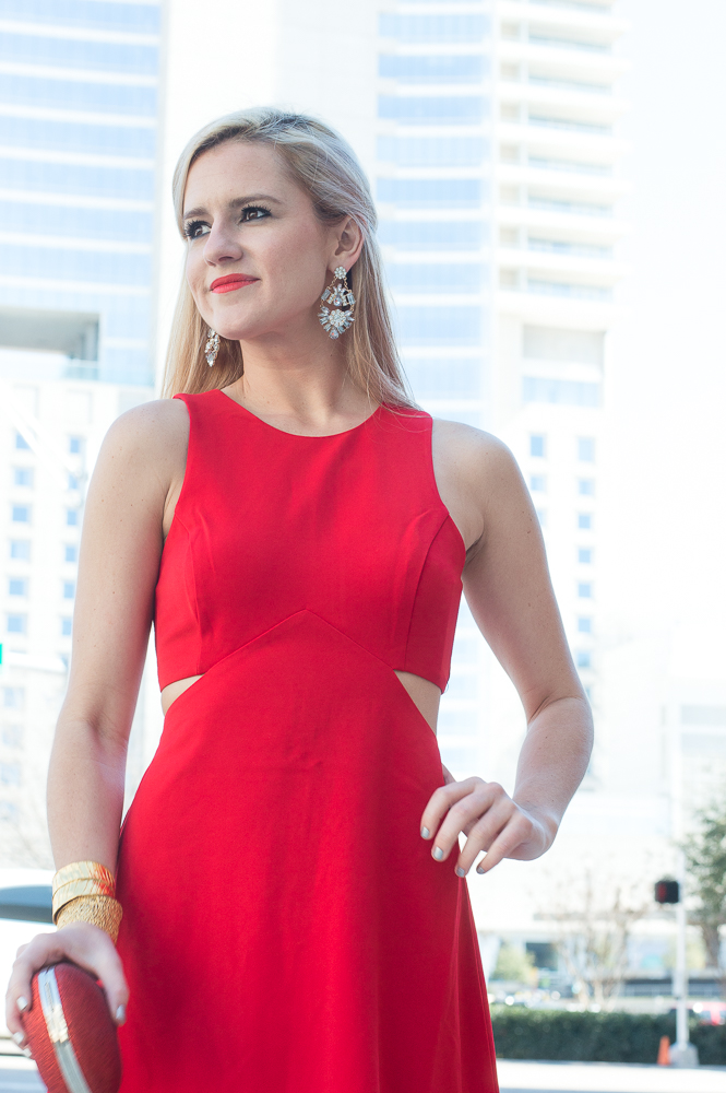 red cut out dress