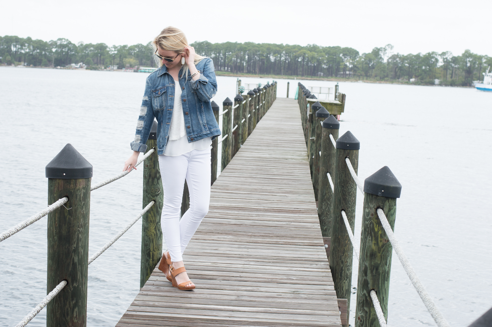 white skinnies denim jacket