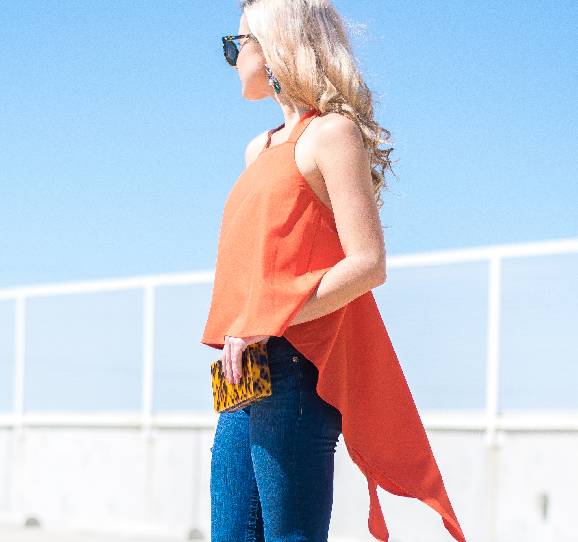 backless orange top