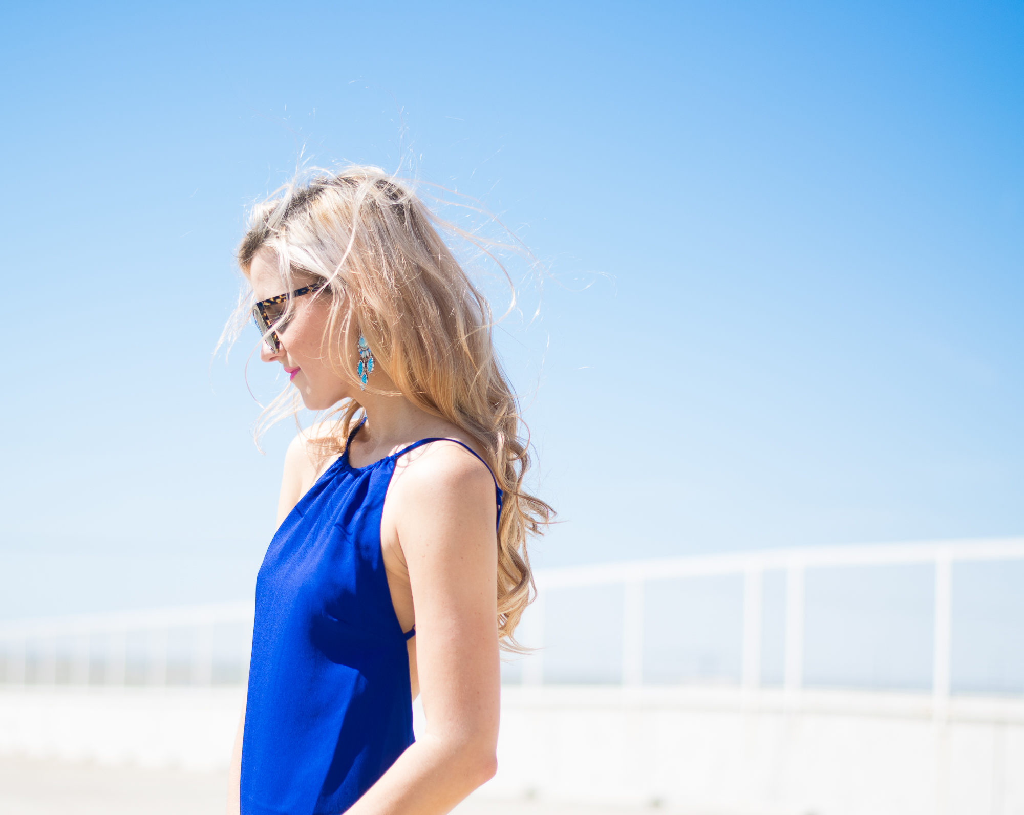 backless blue dress