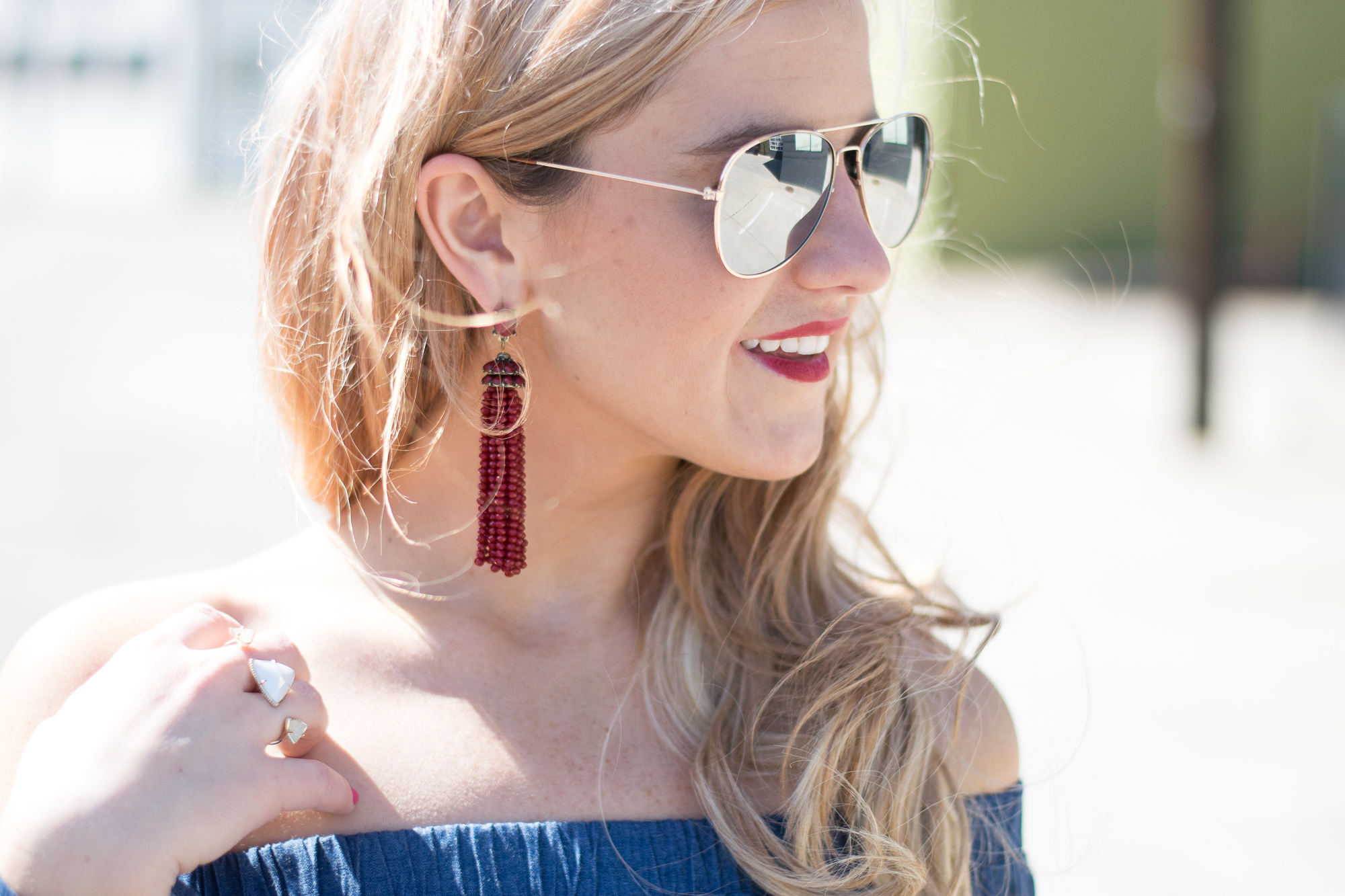 red tassel earrings