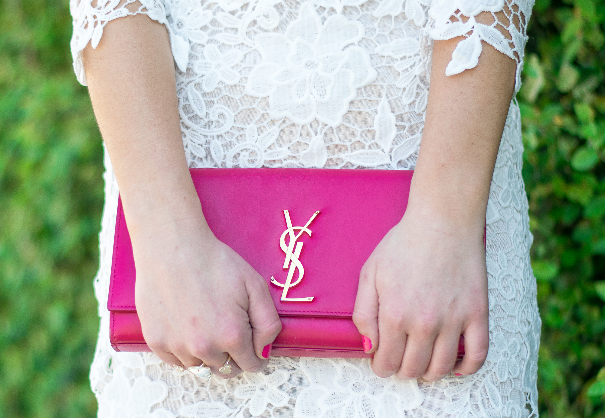 pink Saint Laurent clutch