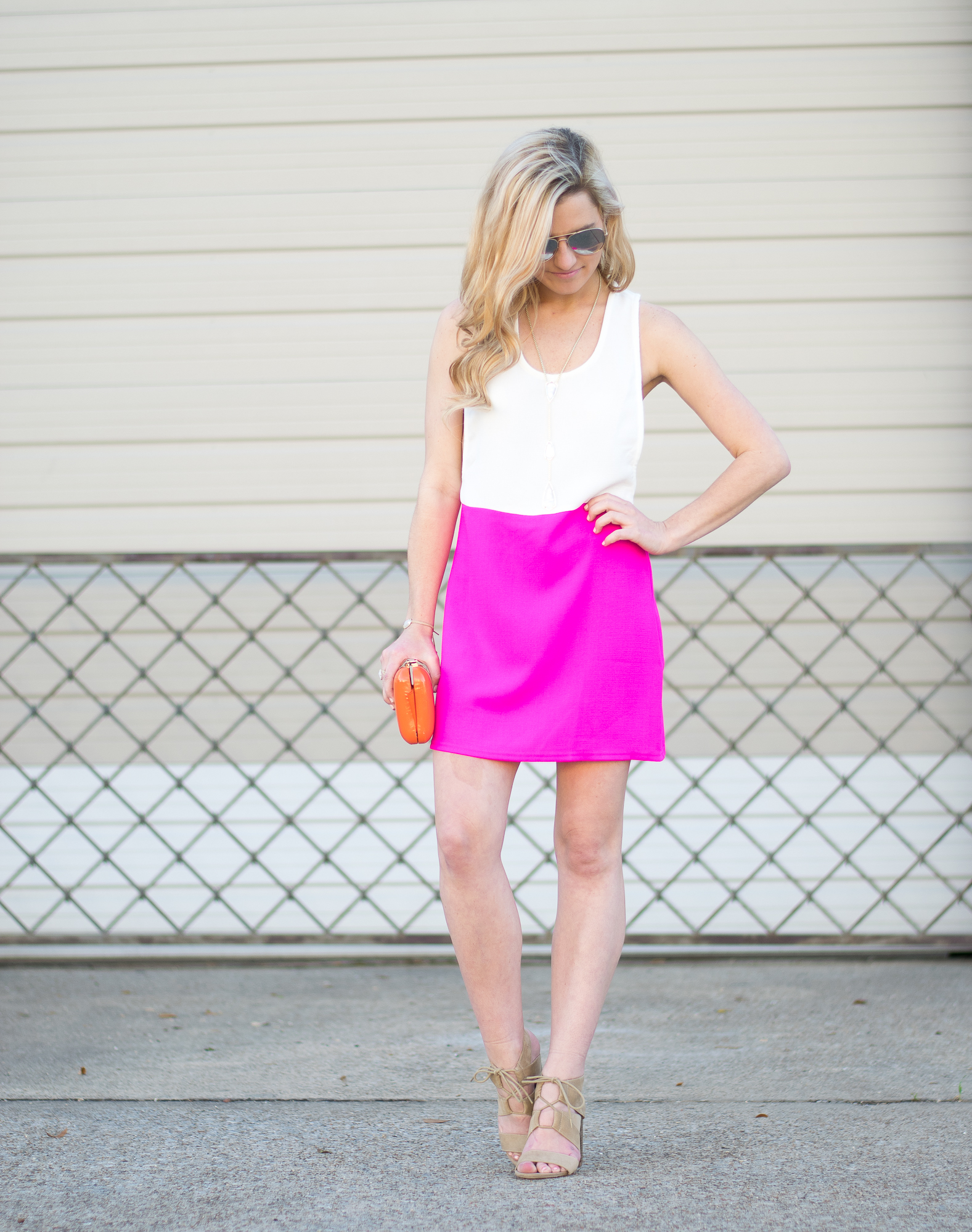 Tobi pink color block dress