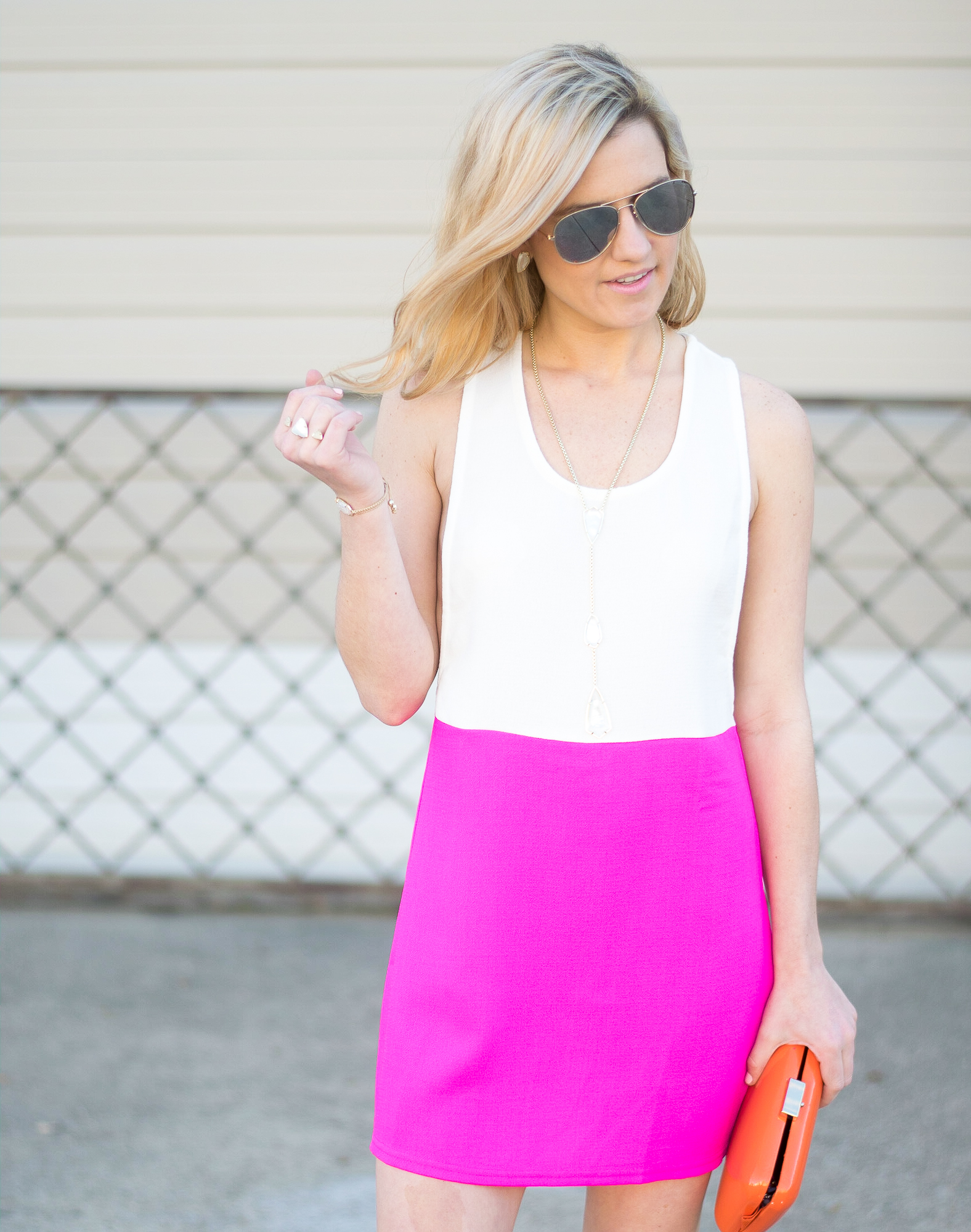 hot pink and white dress