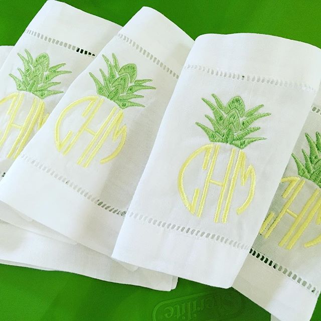 pineapple monogram napkins