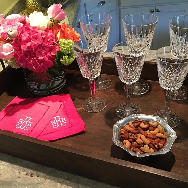 pink monogram cocktail napkins