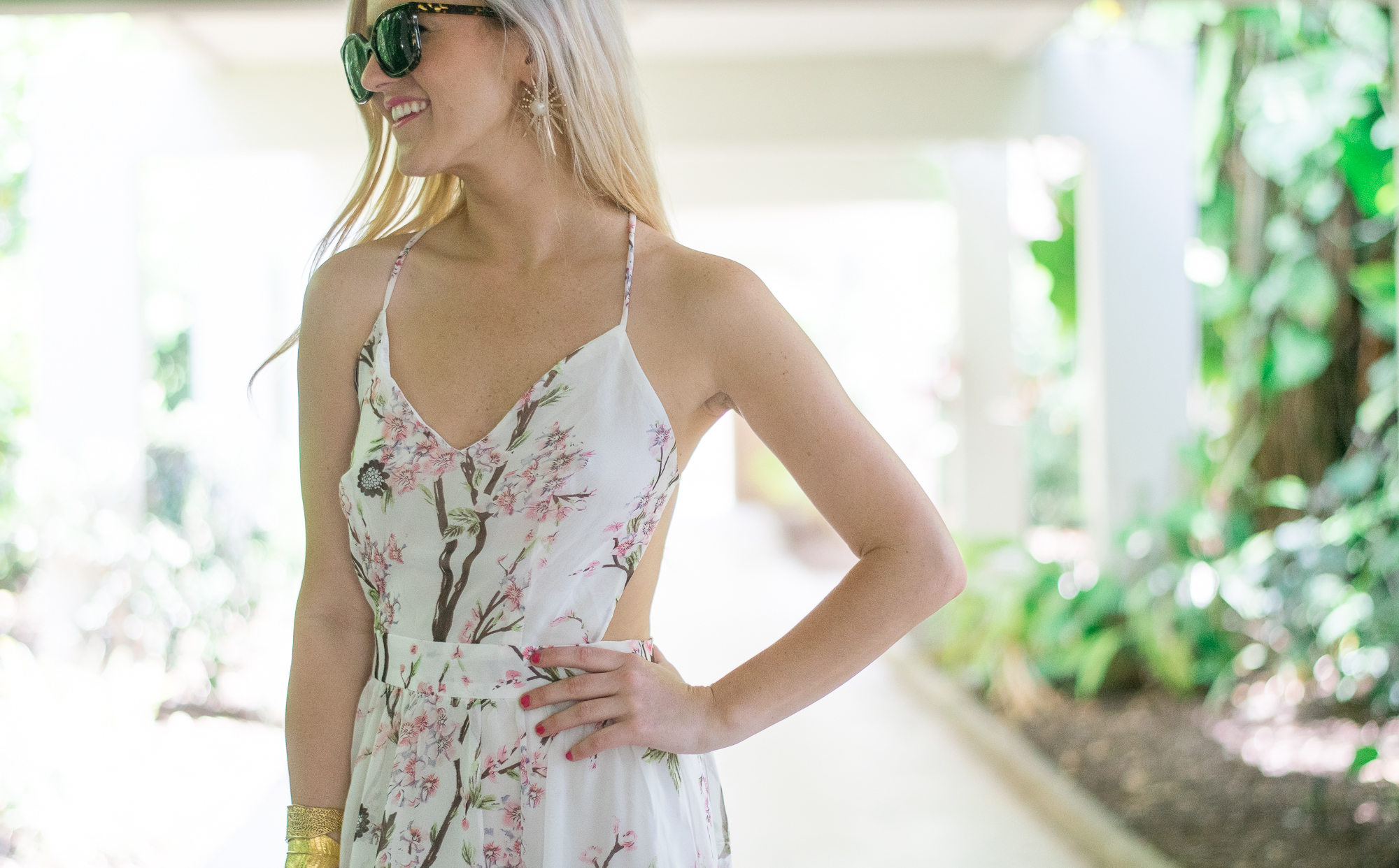 pink and white floral maxi dress