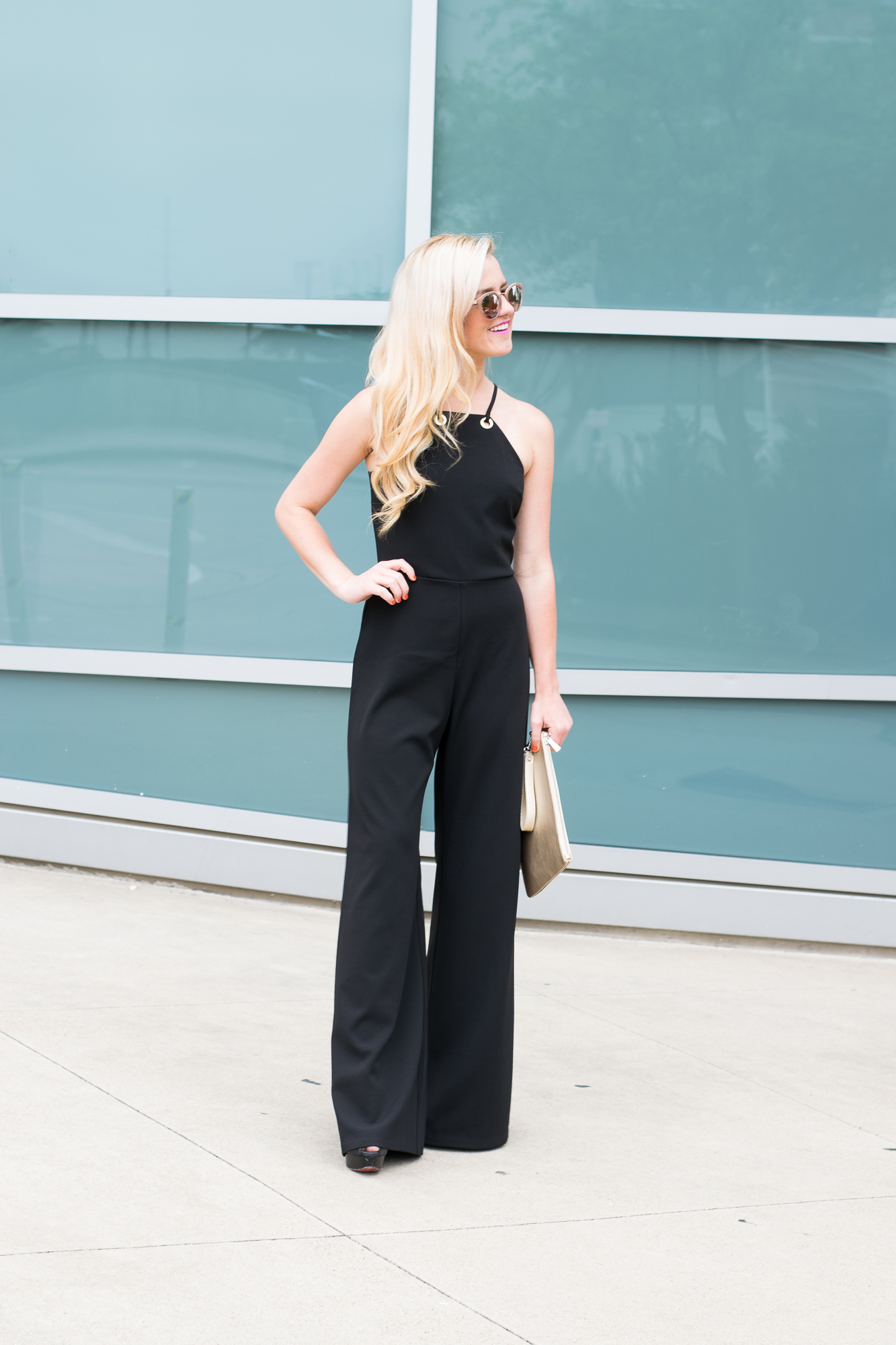 Black wide leg jumpsuit
