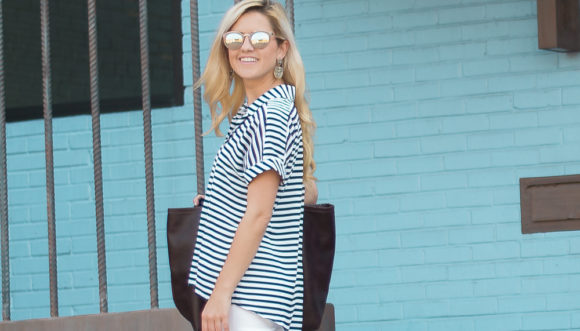 black and white striped blouse