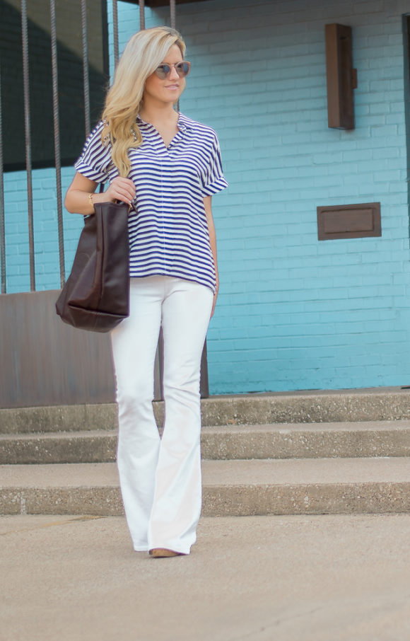 striped top and jeans
