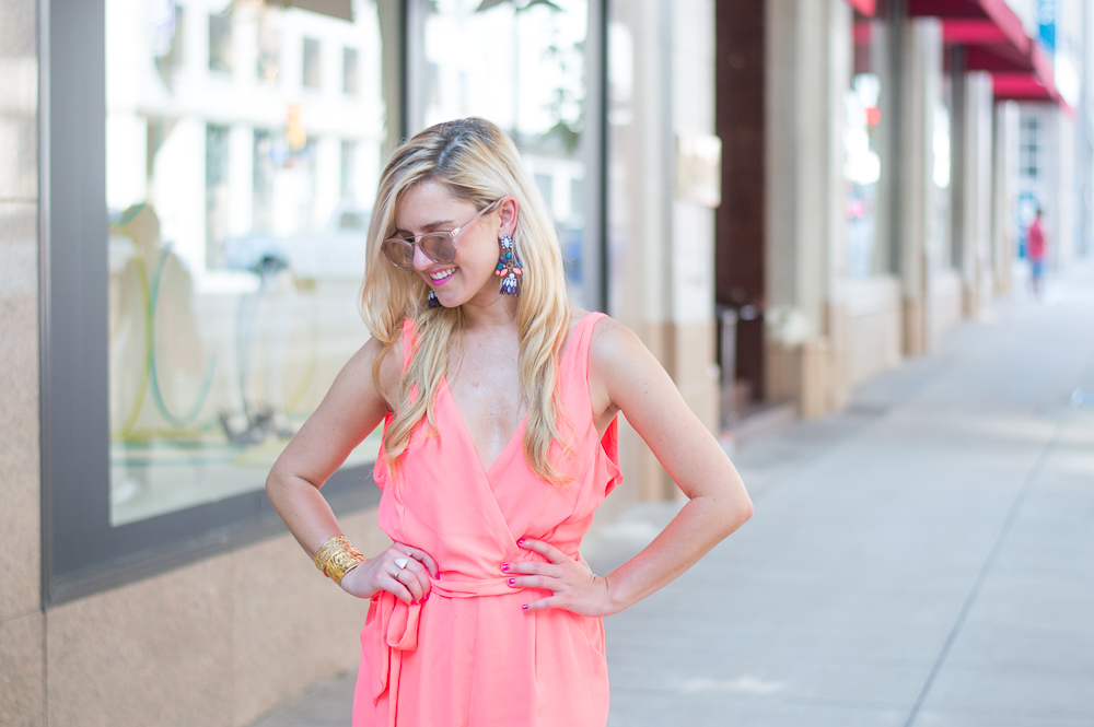 neon pink romper