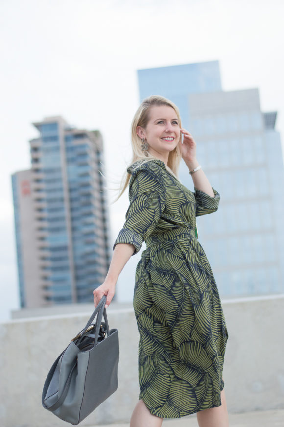 palm print shirt dress