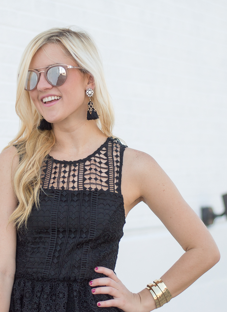 black and gold tassel earrings