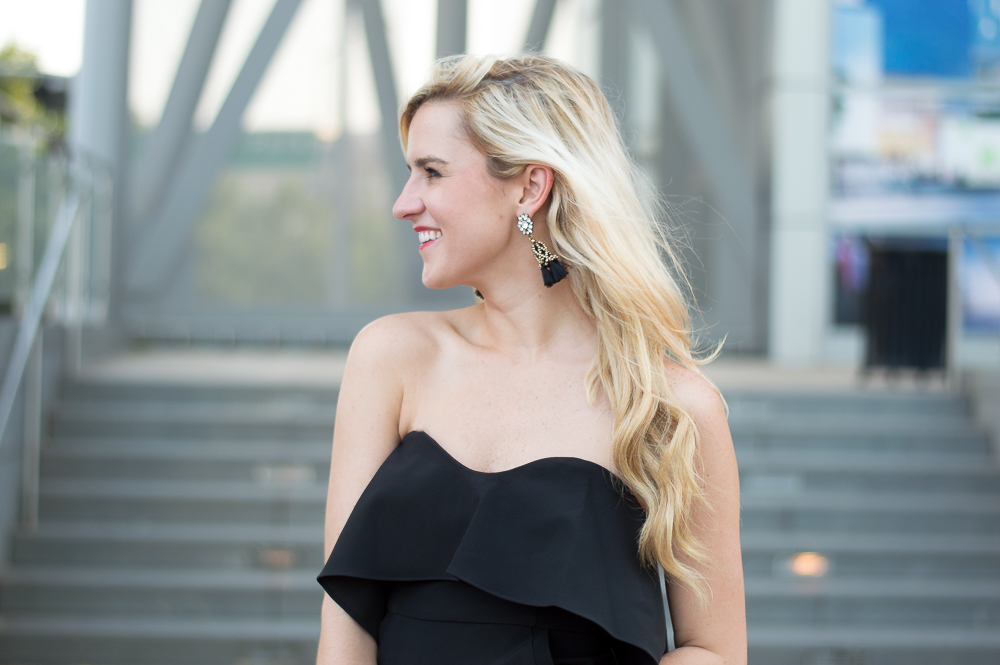black tassel statement earrings