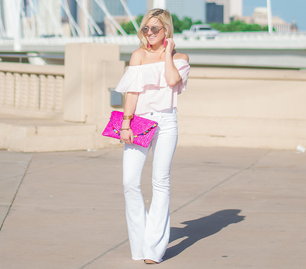topshop pink off the shoulder top-12