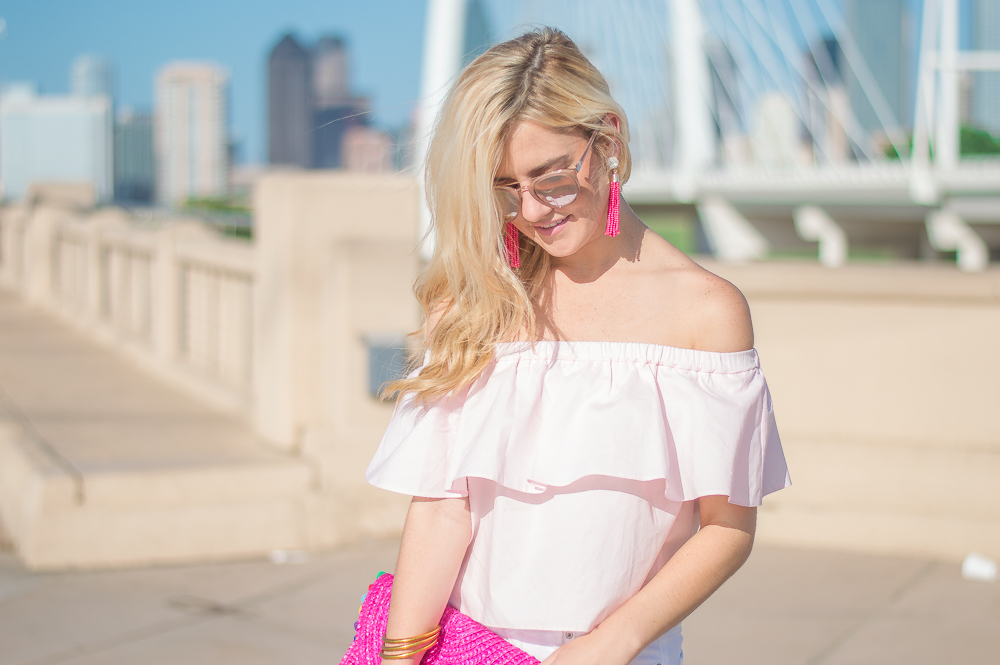 topshop pink off the shoulder top-14