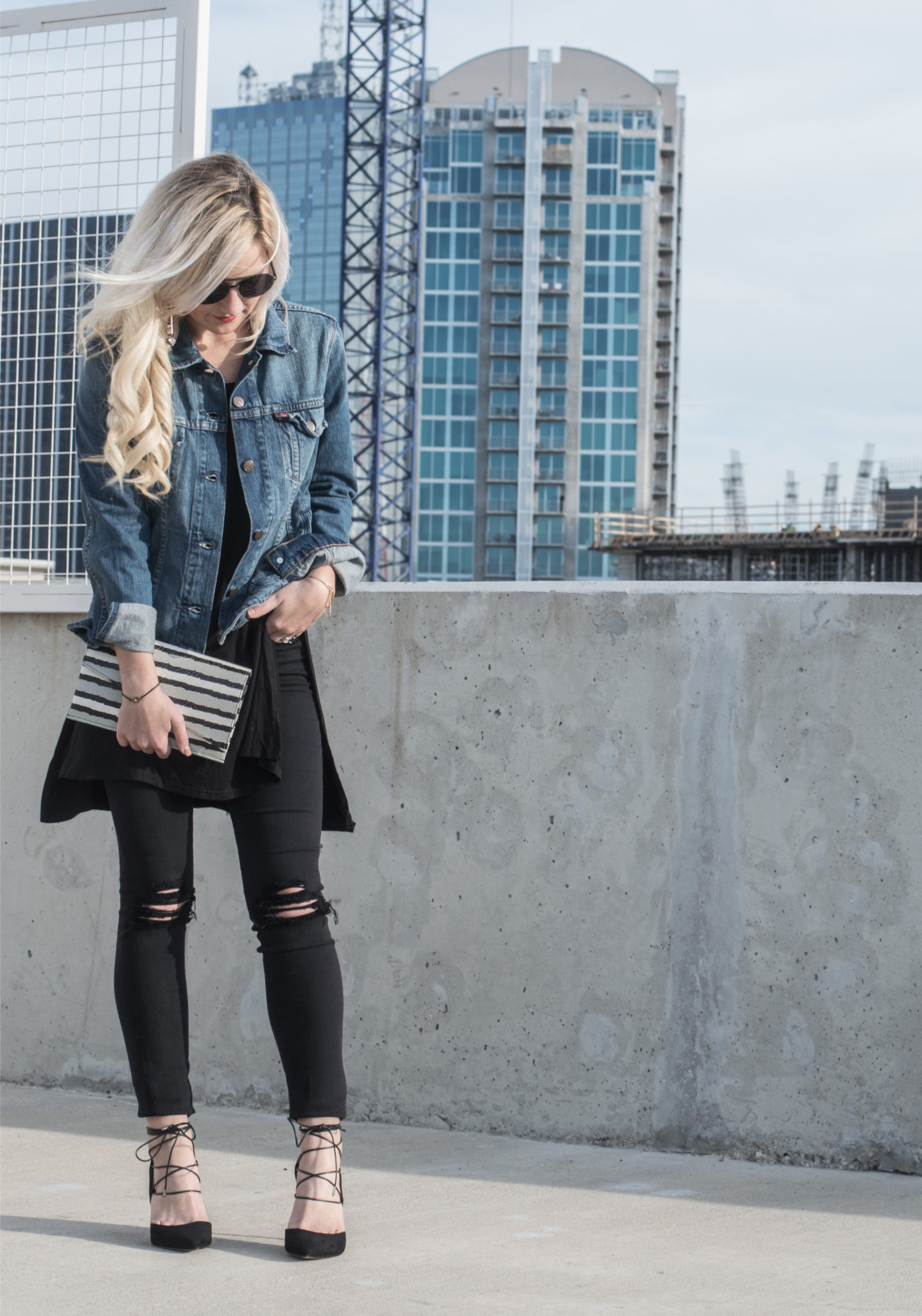 ripped black jeans denim jacket