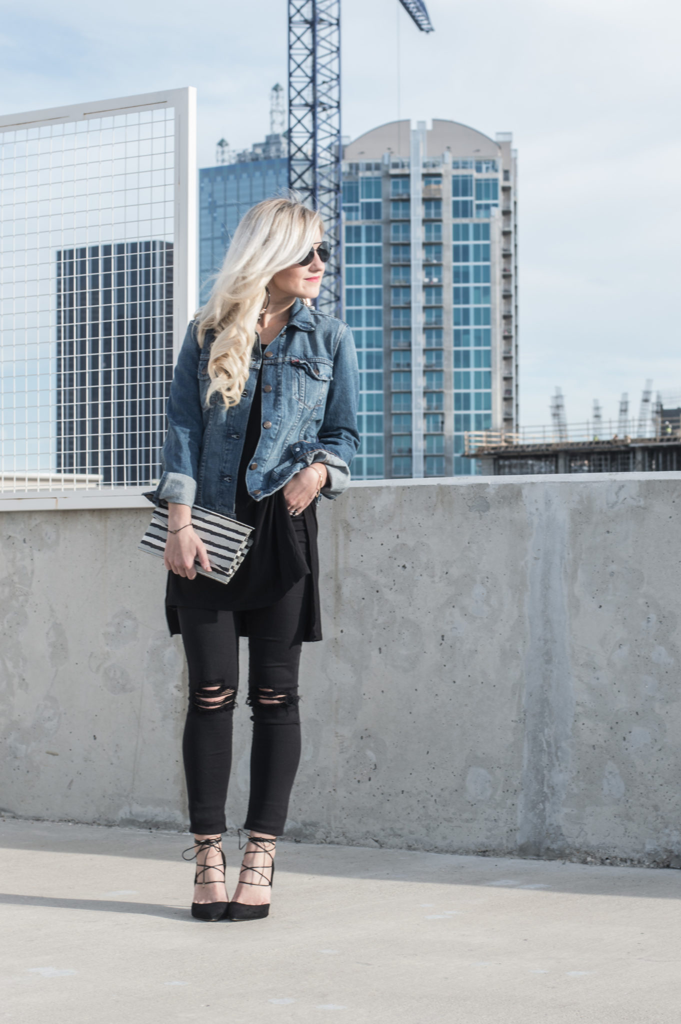 distressed black denim jacket