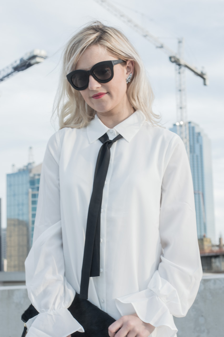 white button down dress