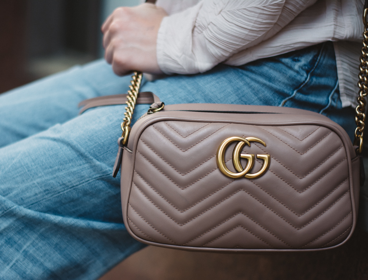Gucci GG Marmont matelassé shoulder bag nude leather