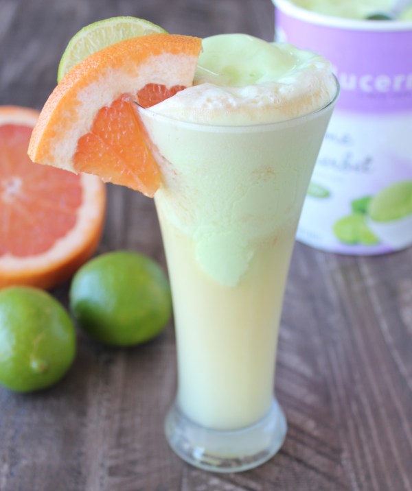 grapefruit lime sherbet float cocktail