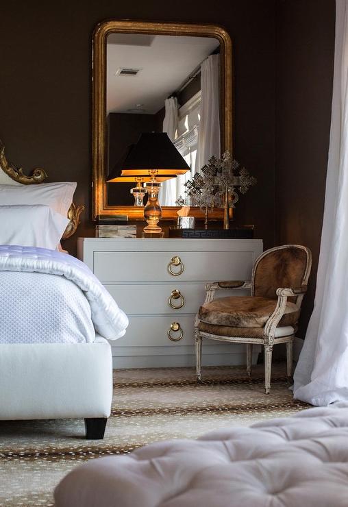 glam-french-bedroom-godl-leaf-mirror-white-baroque-bed-french-cowhide-chair