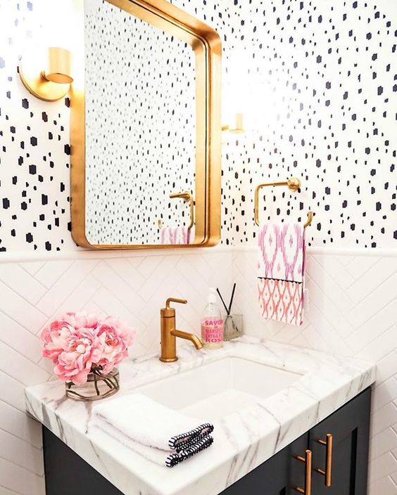 dalmatian wallpaper bathroom pink