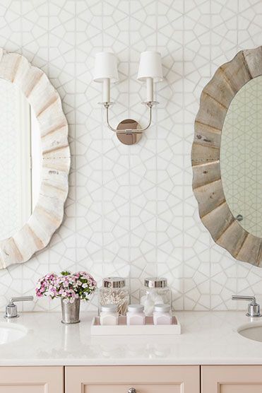 blush bathroom apothecary jars