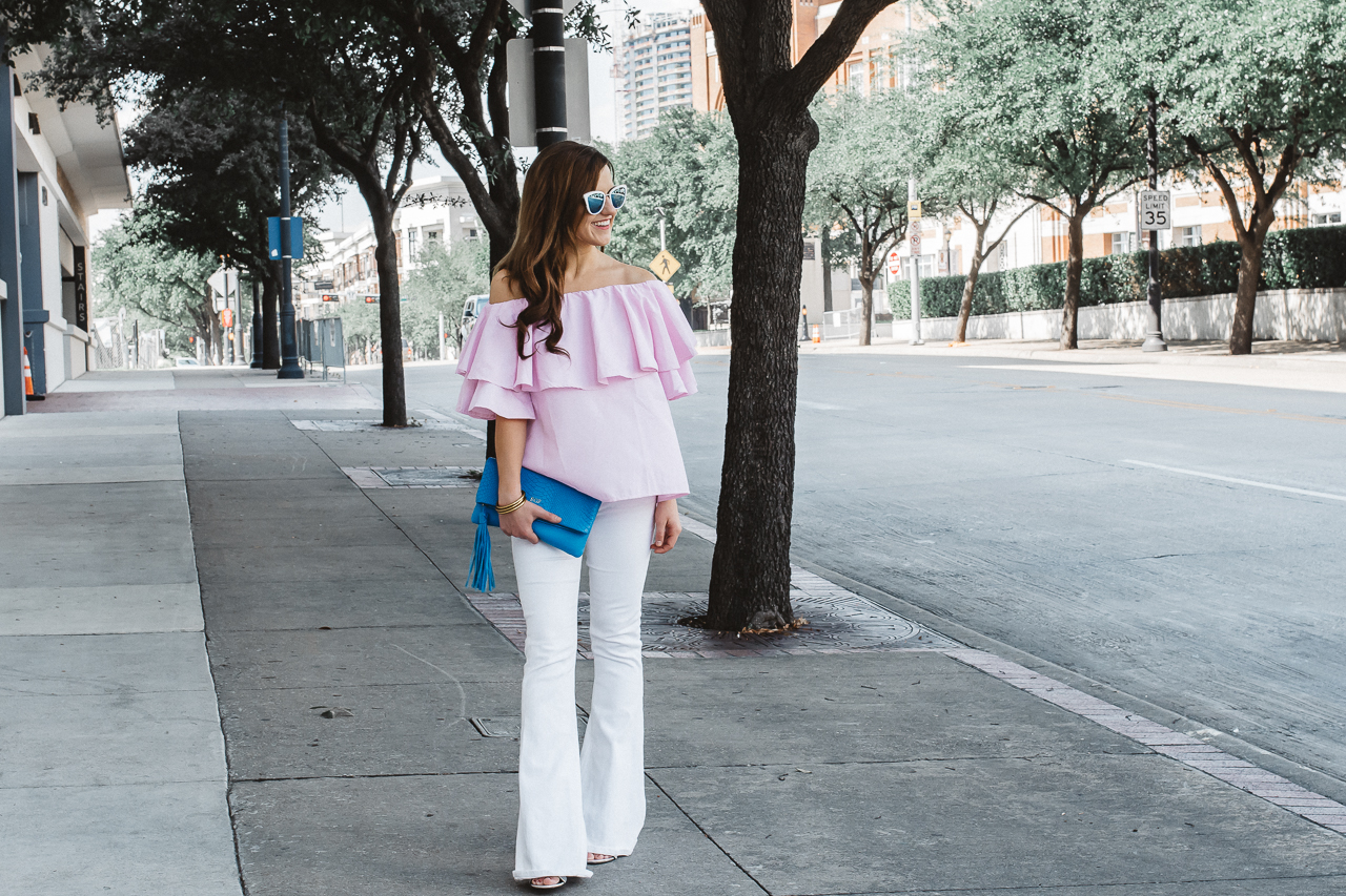 Pink off the shoulder top