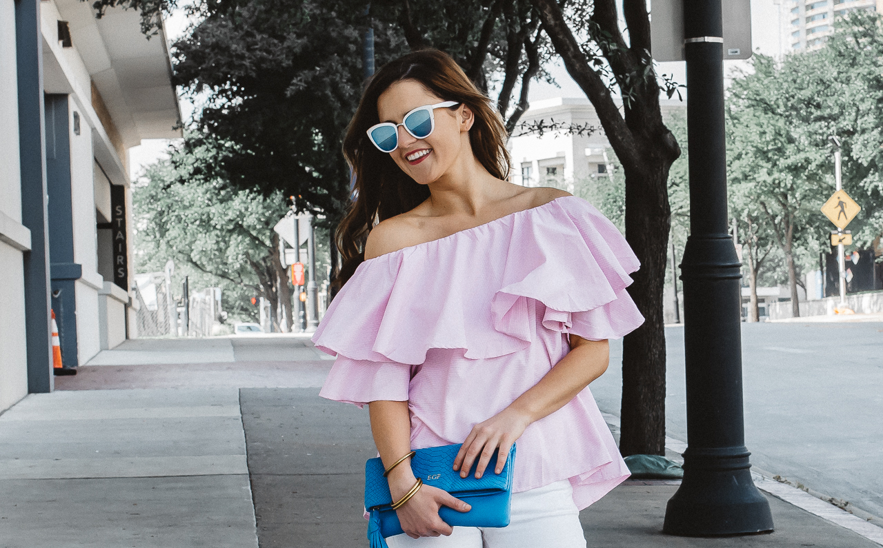 ruffle off the shoulder top