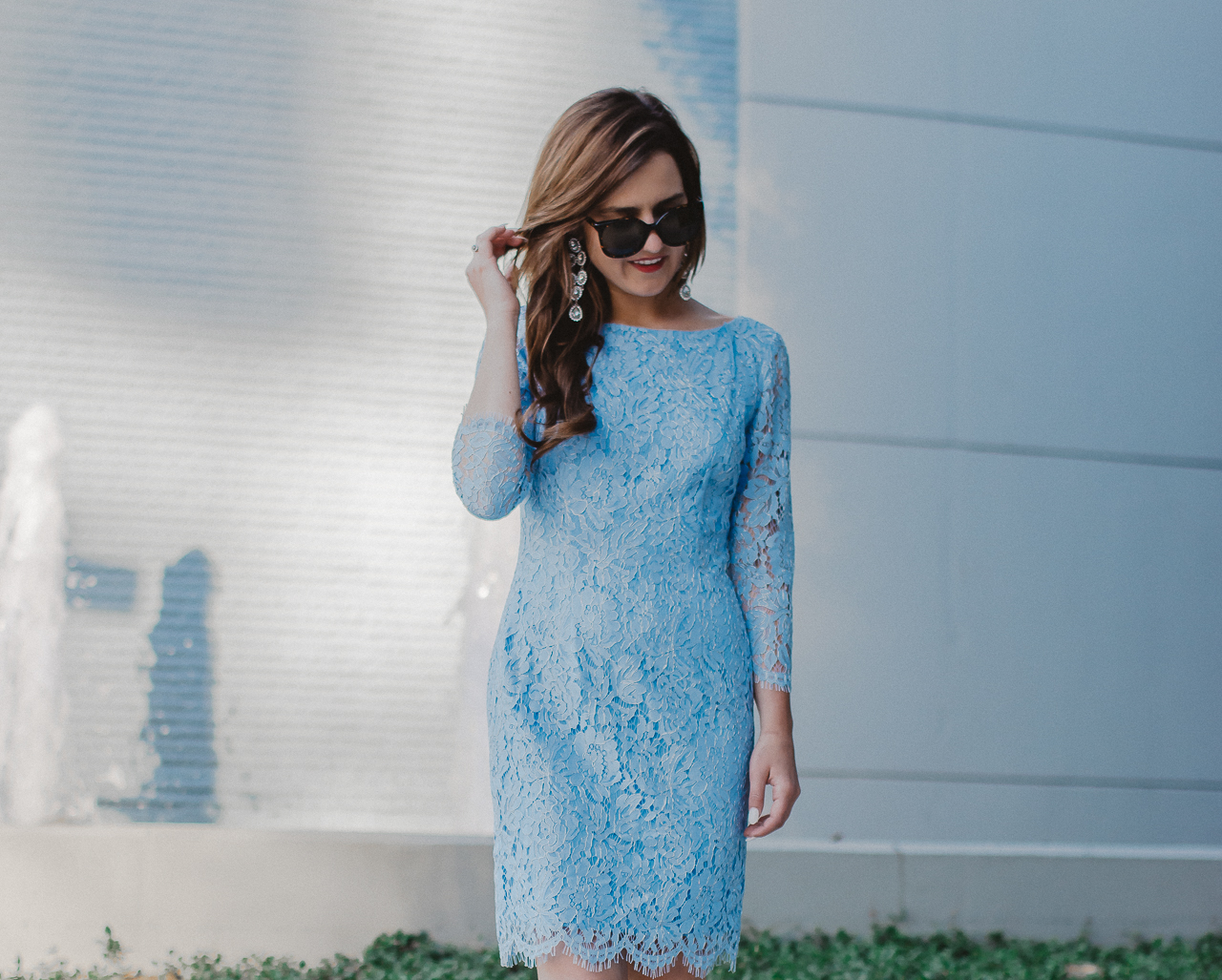 pastel blue lace dress