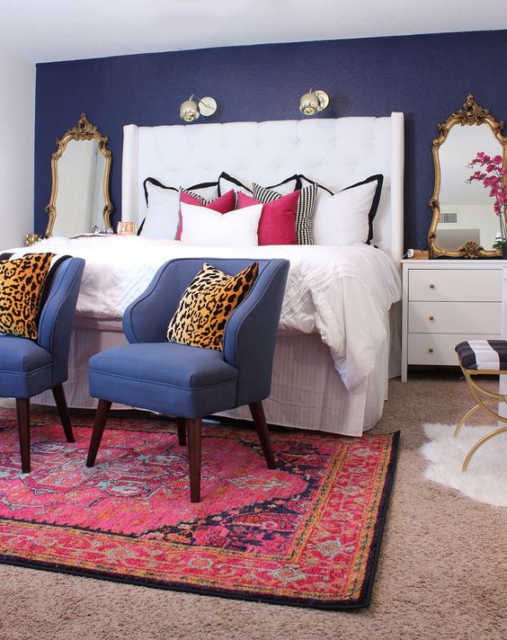 Pink Rug Bedroom Leopard Pillows