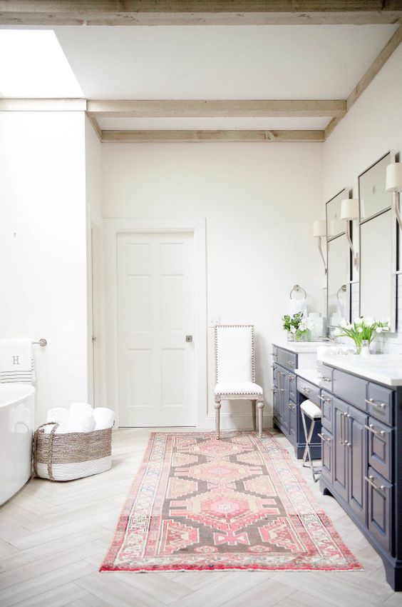 Pink Oriental Bathroom Rug