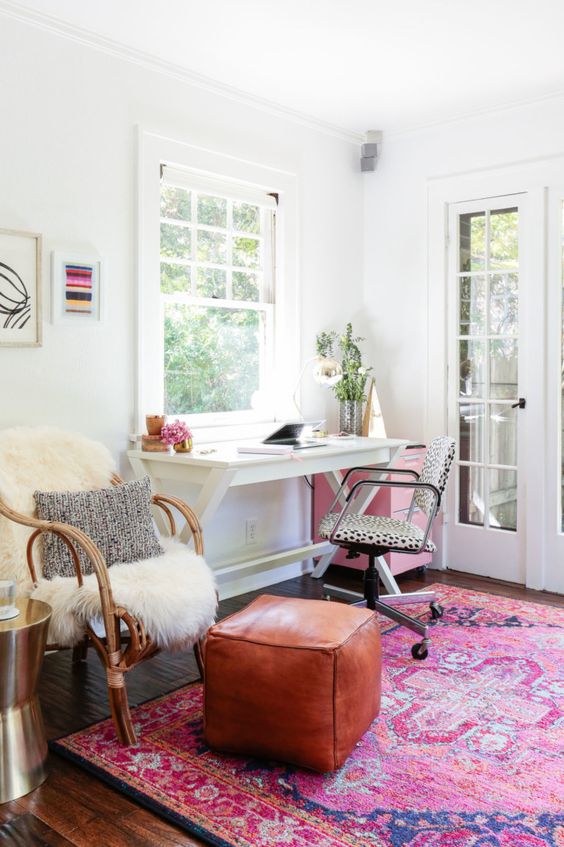 Feminine Blogger Office Pink Rug