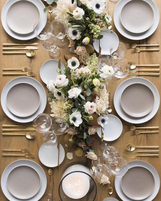 Gold flatware table setting