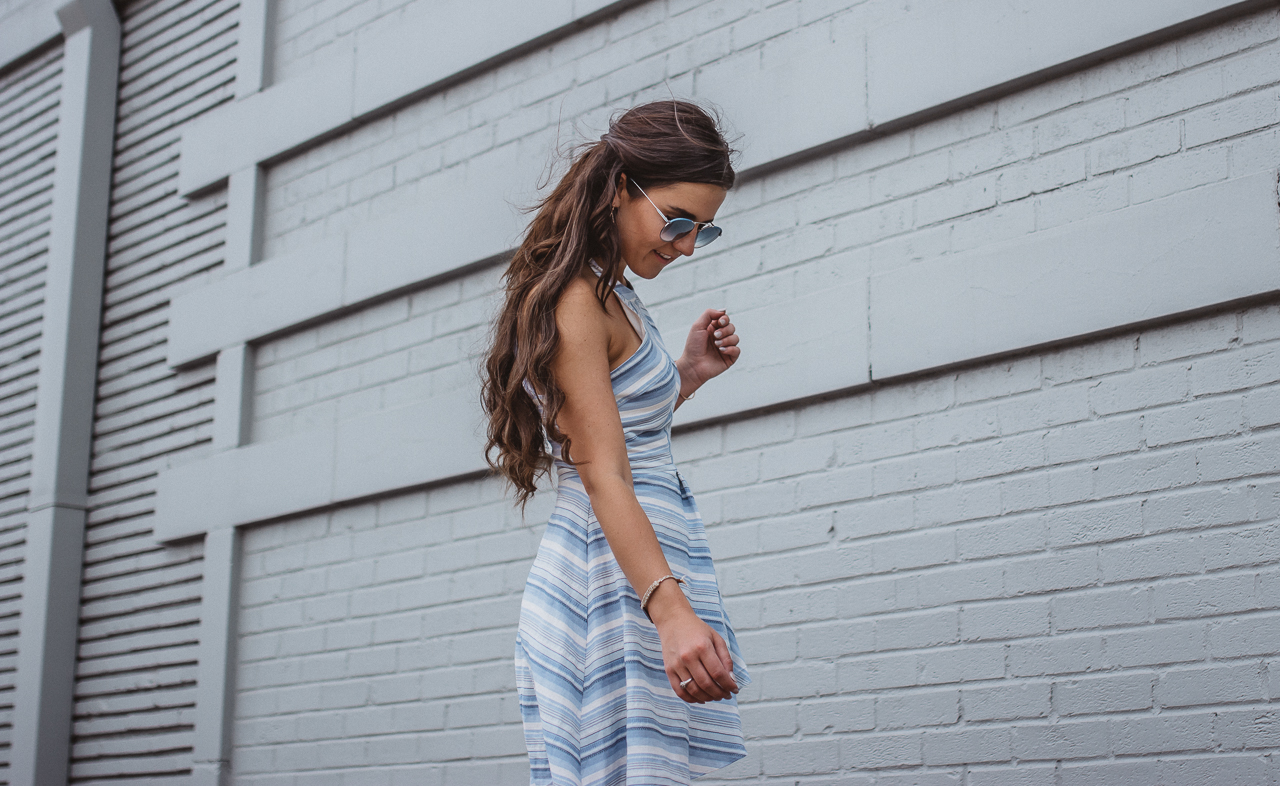 Amanda Uprichard Blue Striped Dress 2