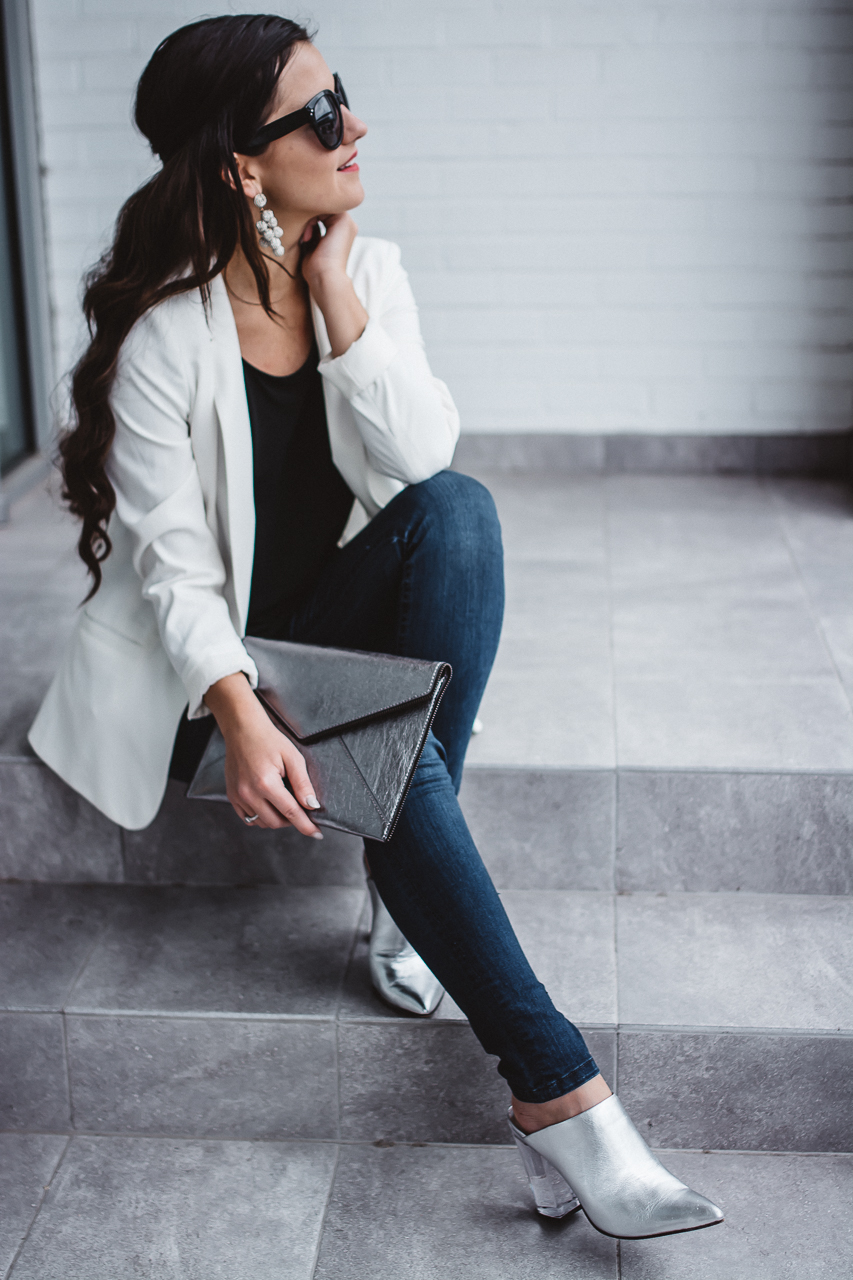 White Blazer and Jeans