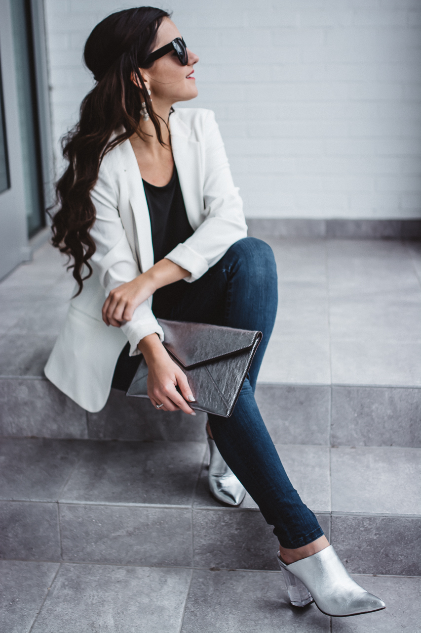 Fall Outfit with White Blazer