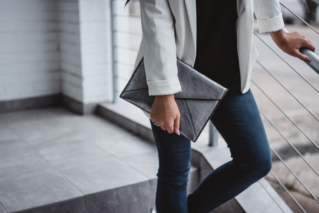 Rebecca Minkoff Gunmetal Leo Clutch
