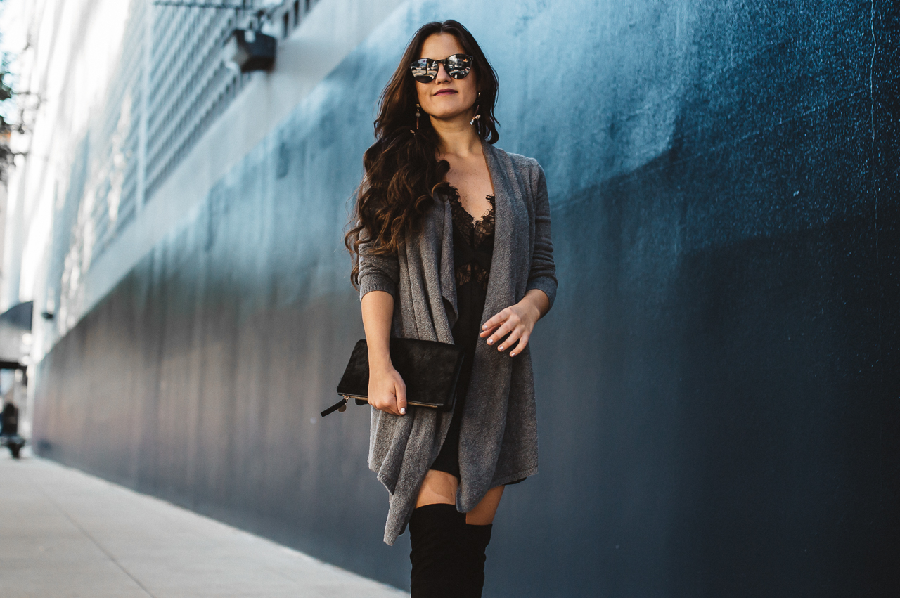 Lingerie Slip Dress With Sweater-12
